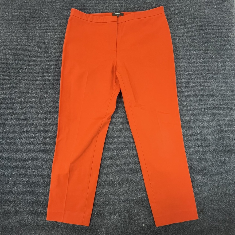 Theory Pants Womens 4 Orange Slim Ankle Career Office Stretch Made in USA